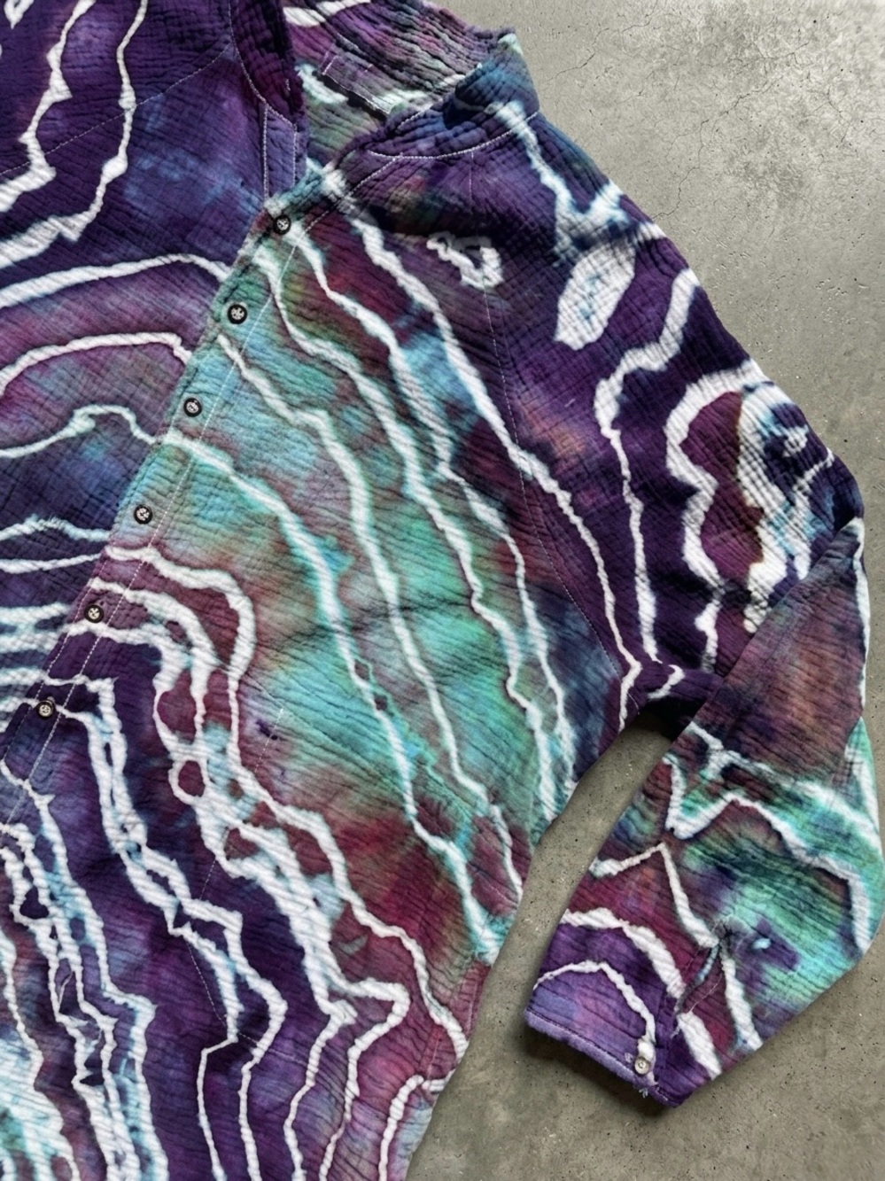 Ice Dyed We The Free Cotton Gauze Button-Down Shirt